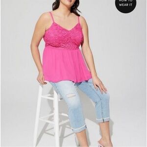 Torrid Pink Lace Sleeveless Top